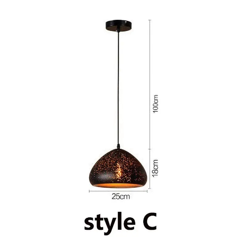 Black Gold Pendant Light Etched Iron Design