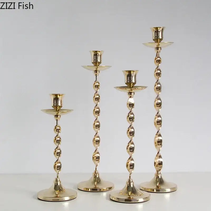 Golden Twisted Candlestick Holders