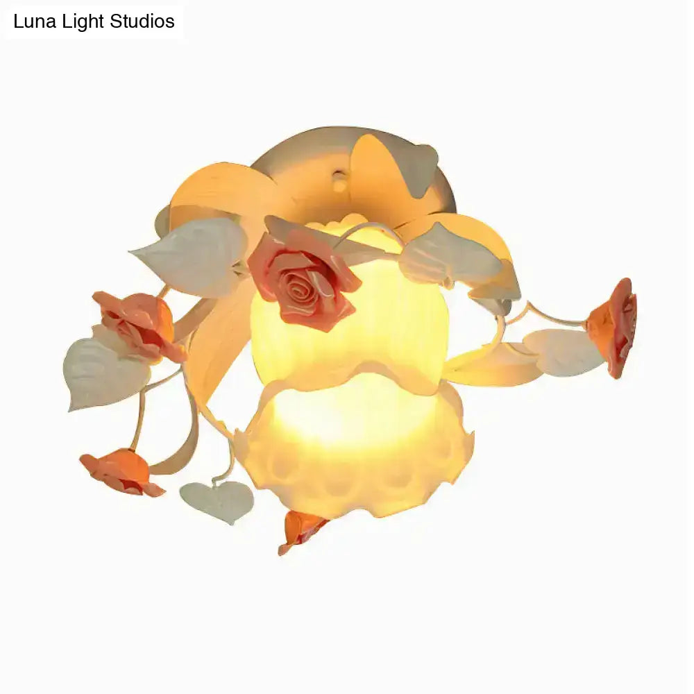 Pink Rose Semi-Flush Light