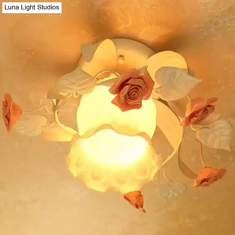 Pink Rose Semi-Flush Light
