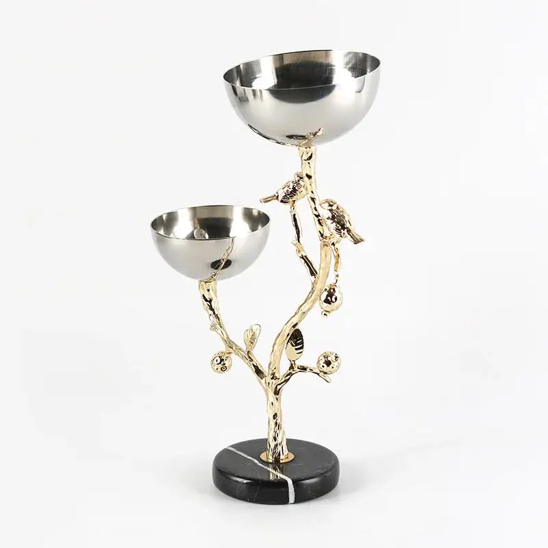 Gold Bird Metal Snack Bowl