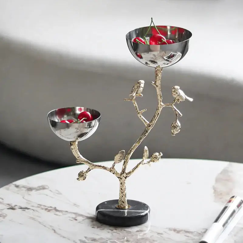 Gold Bird Metal Snack Bowl