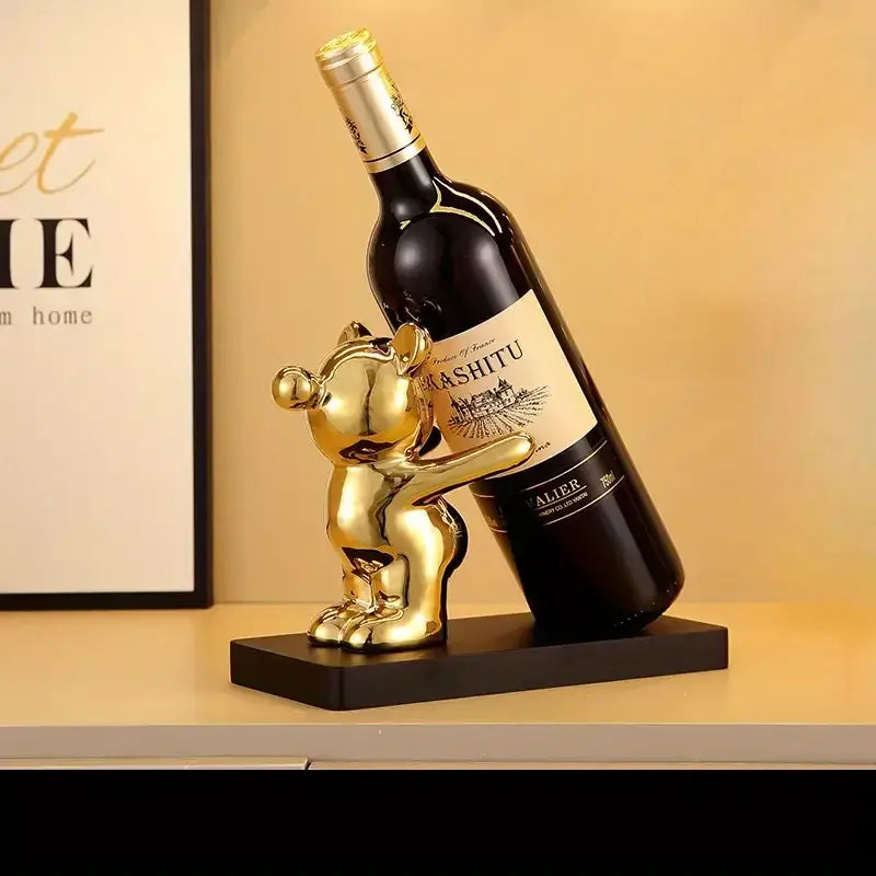 Gold Silver Bear Wine Rack