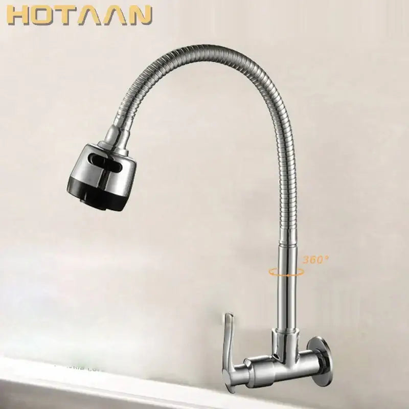 Silver Brass Kitchen Faucet