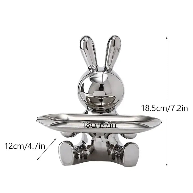 Silver Resin Rabbit Tray