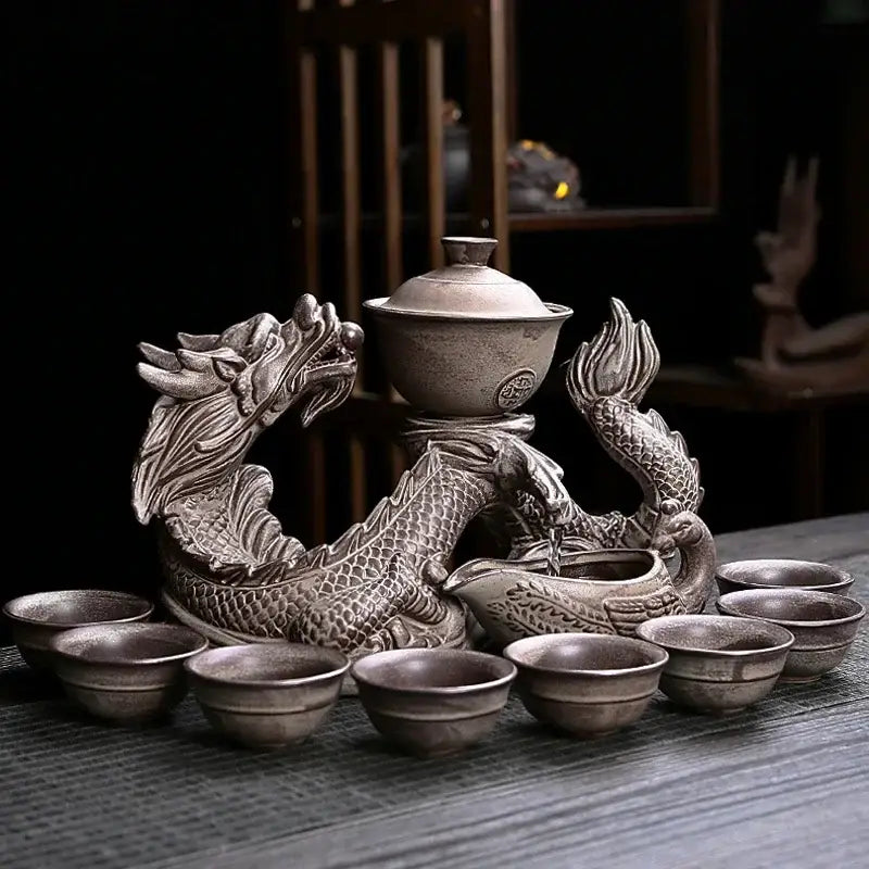 Silver Dragon Tea Set
