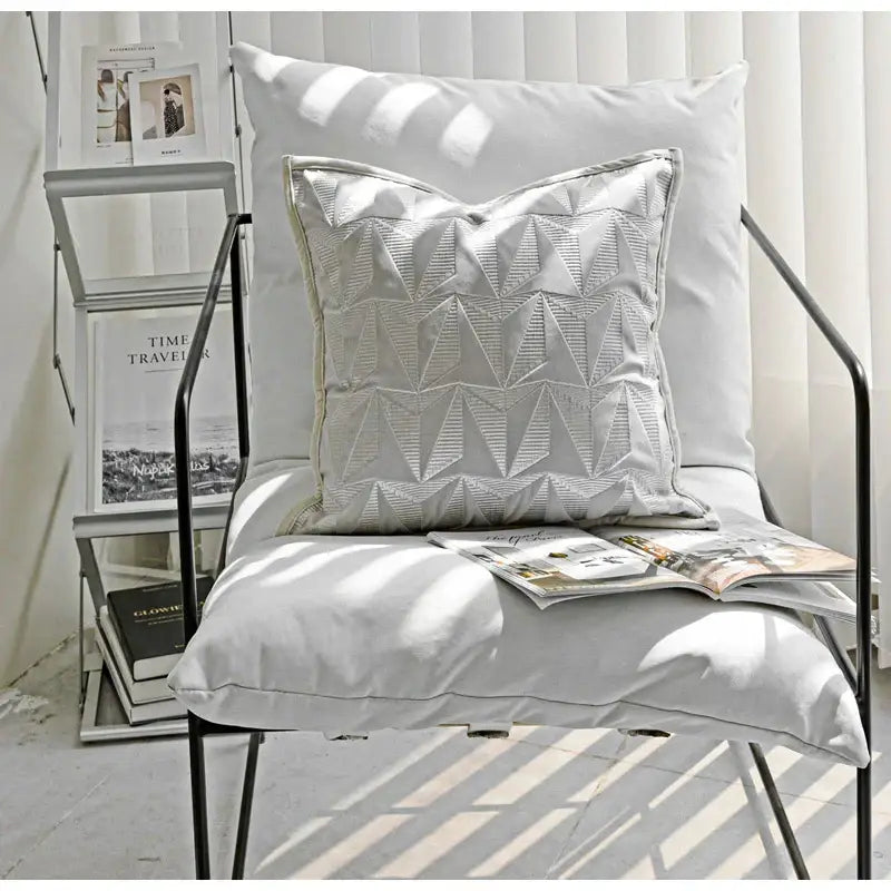 Silver Geometric Pillow Cover