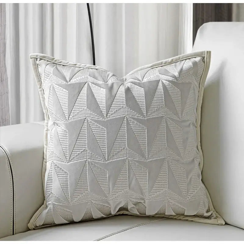 Silver Geometric Pillow Cover