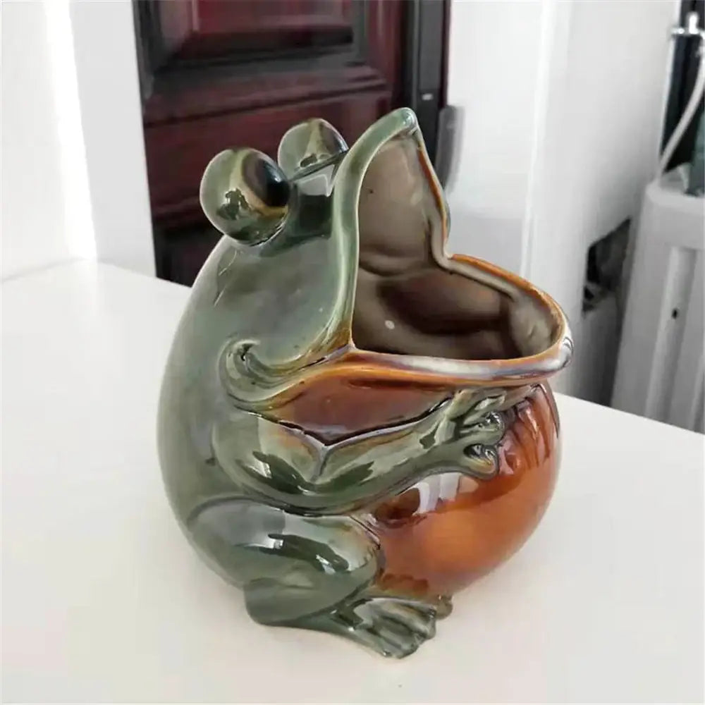 Green Ceramic Frog Box
