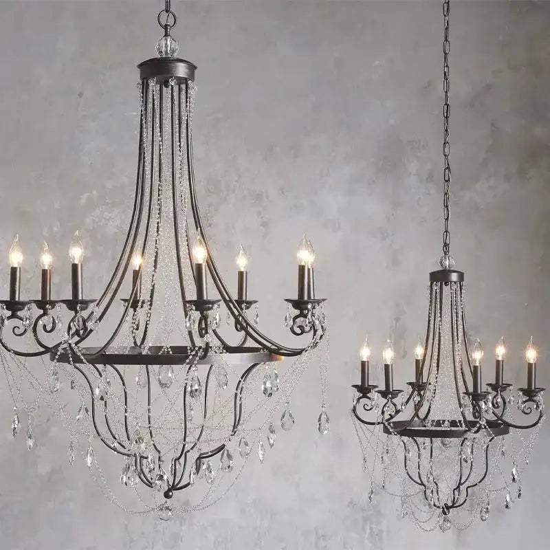 Iron Crystal Pendant Light D83cm H132cm