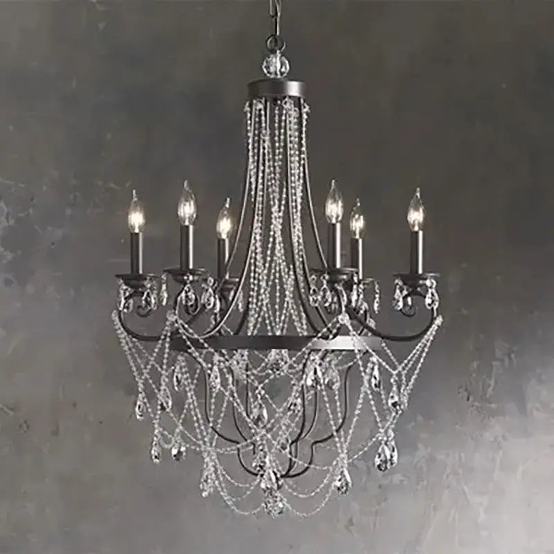 Iron Crystal Pendant Light D83cm H132cm