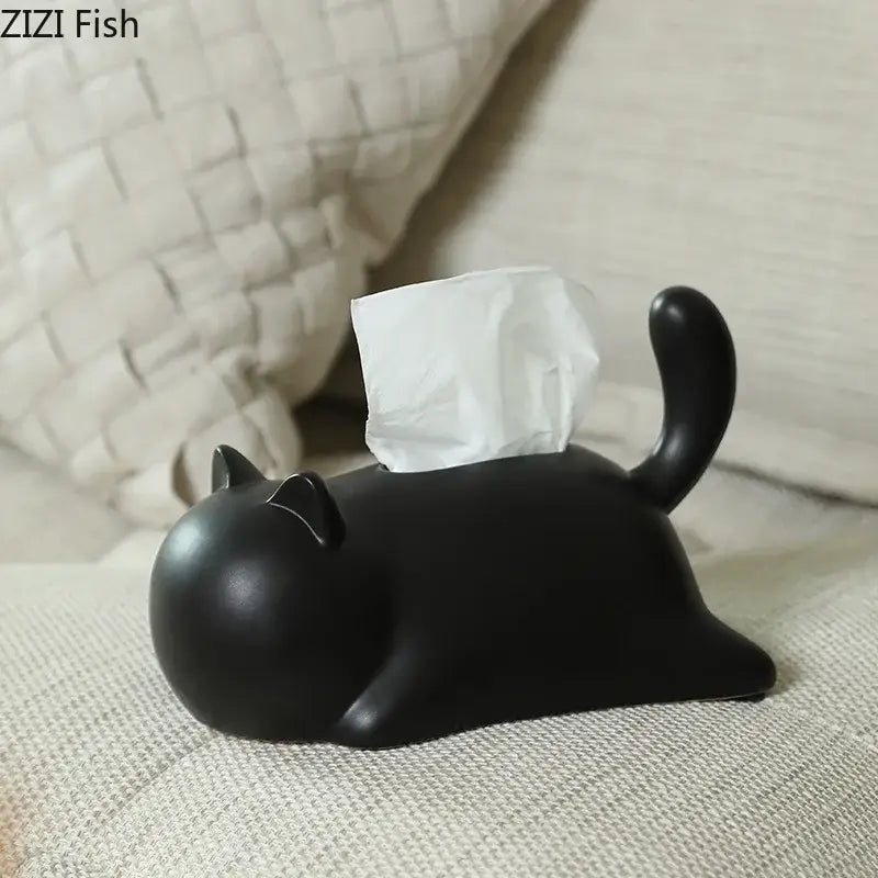 Yellow Cat Ceramic Tissue Box