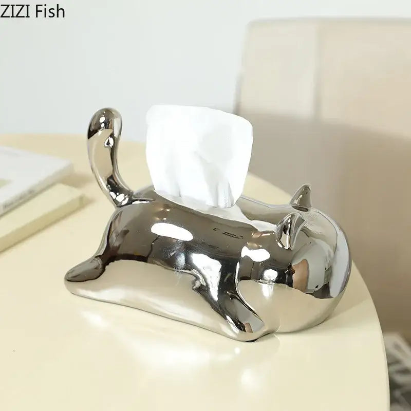 Yellow Cat Ceramic Tissue Box