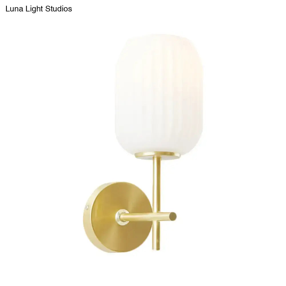 Gold Glass Cream Lantern Wall Sconce