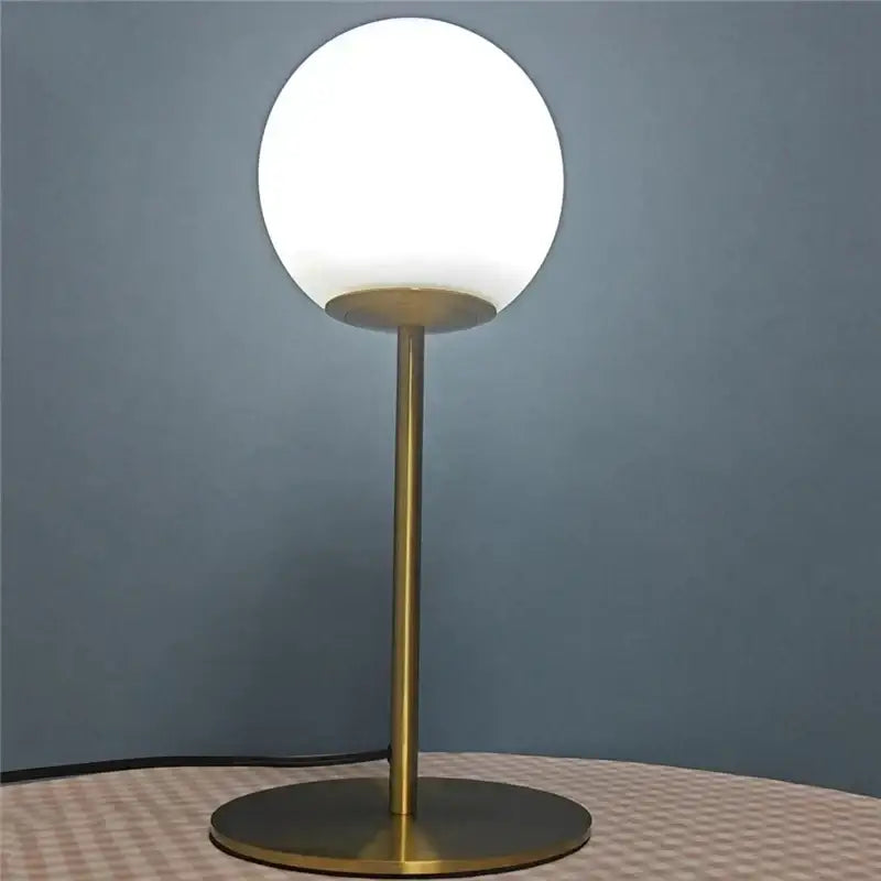 Brass Glass Table Lamp with Frosted Milk Glass