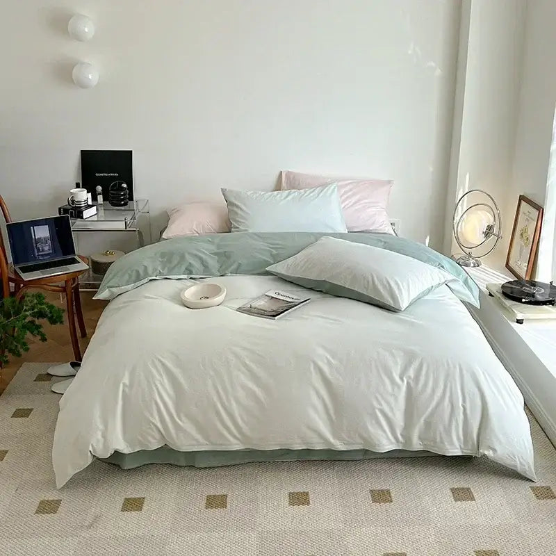 Lavender Satin Bedding Set with Duvet Cover