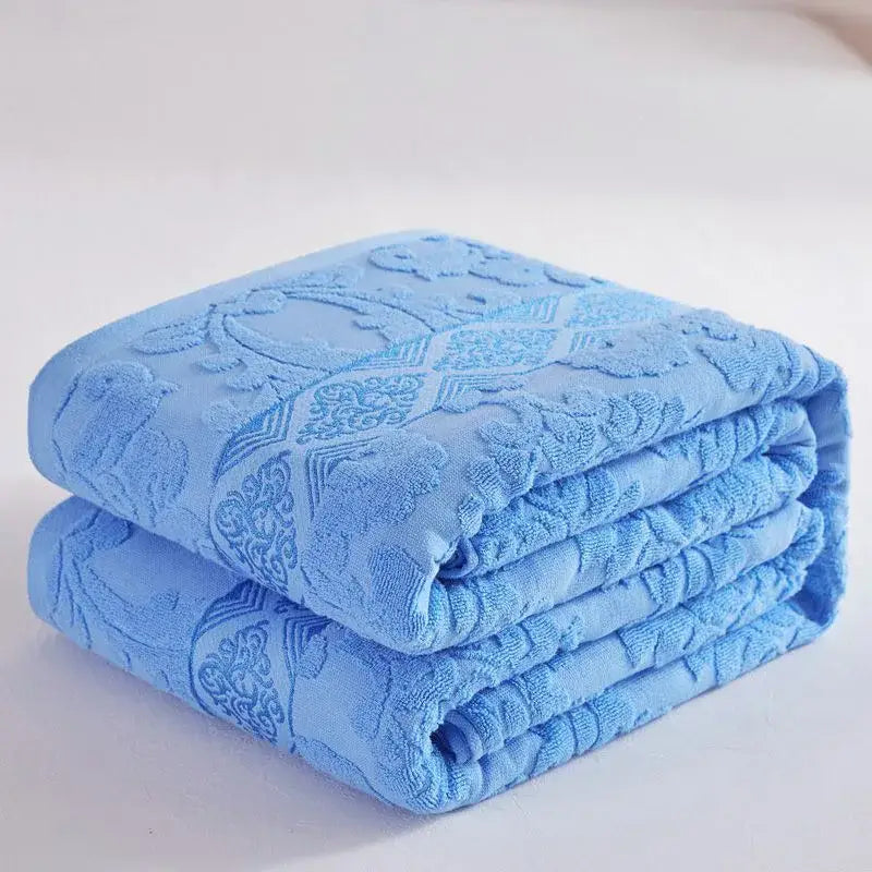 Blue Cotton Jacquard Blanket