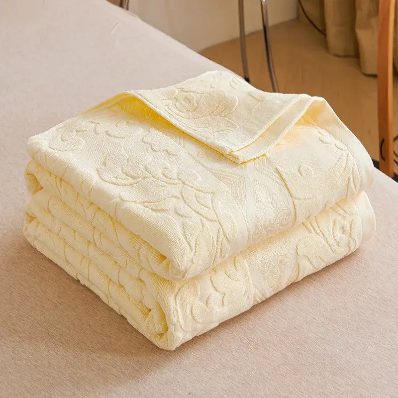 Blue Cotton Jacquard Blanket