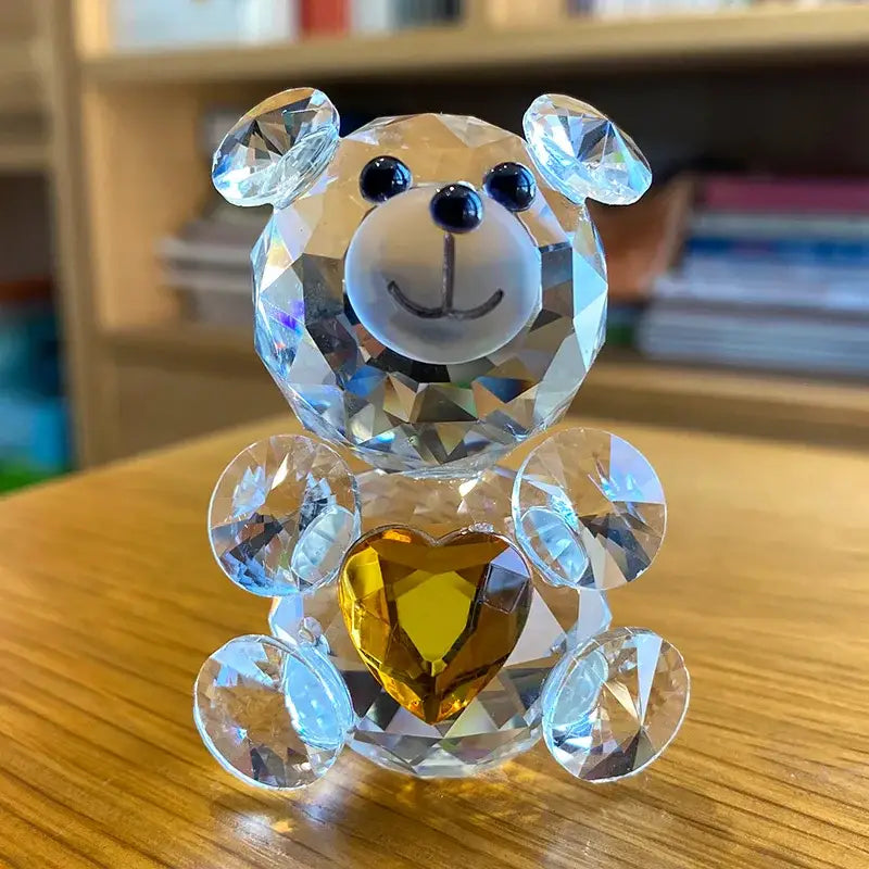 Crystal Bear Figurine Blue Heart