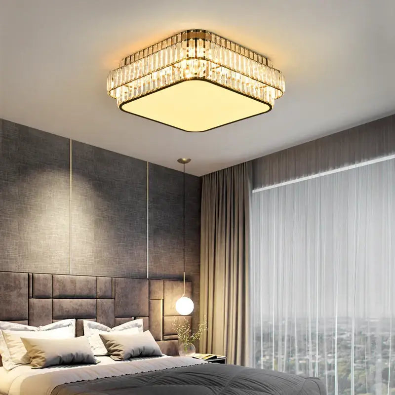 Gold Crystal Ceiling Lamp Square or Round