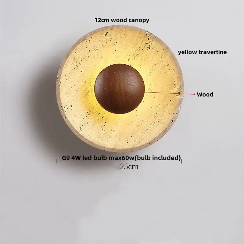 Yellow Travertine Wall Sconce Stone Material