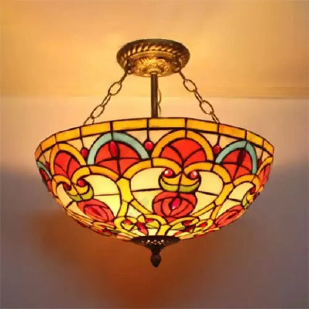 Teal Glass Ceiling Light