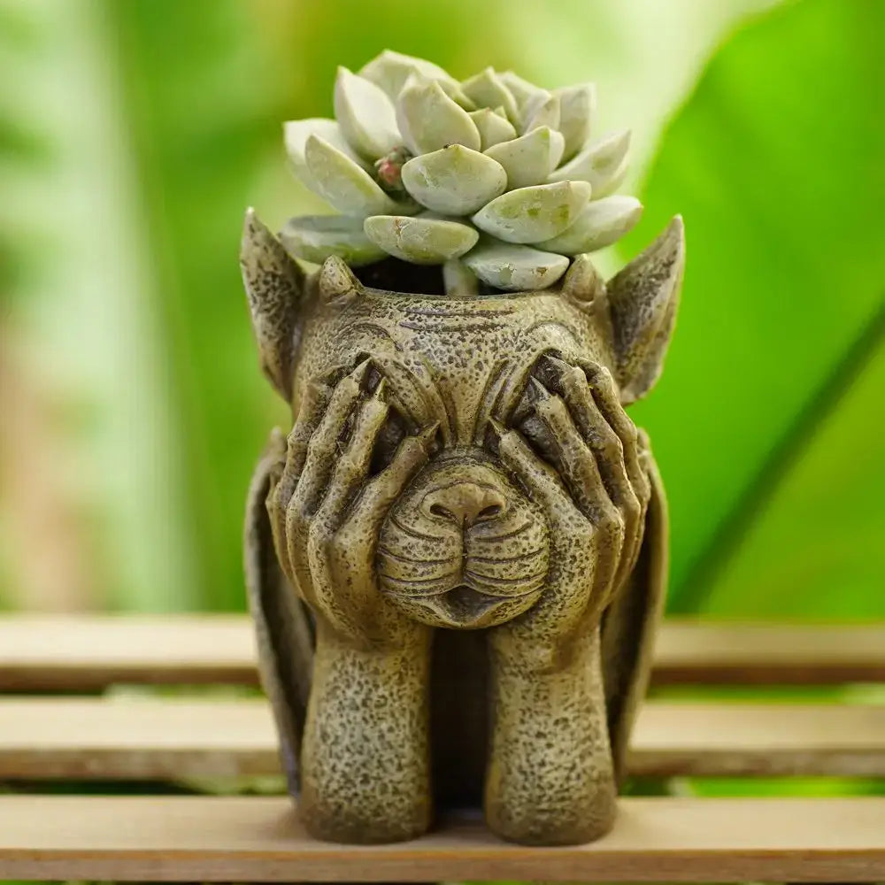 Resin Gargoyle Planter Set