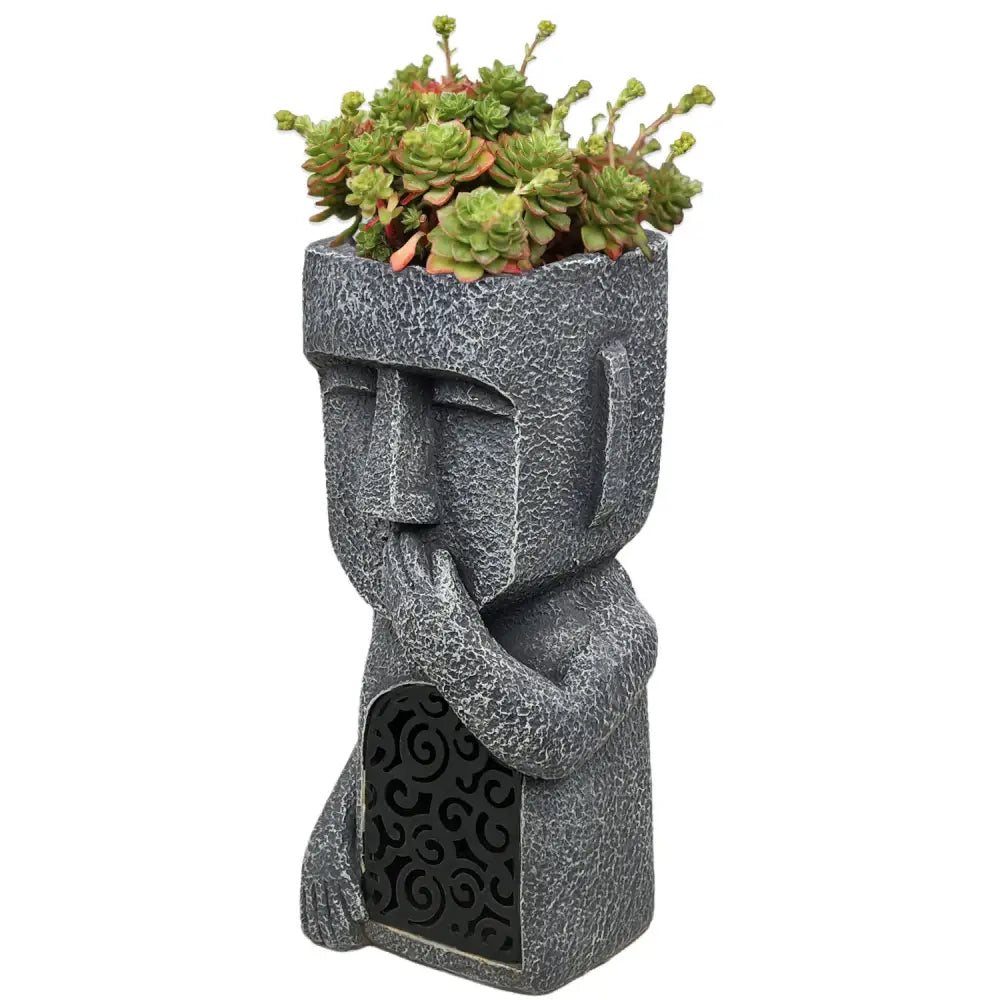 Gray Moai Planter Sculpture