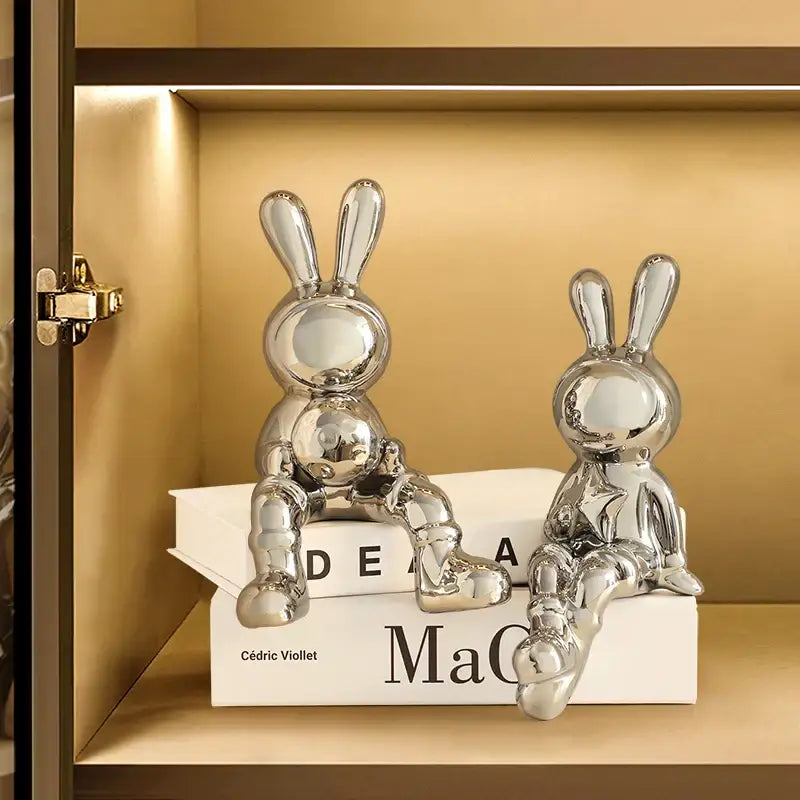 Gold Rabbit Sculpture Set
