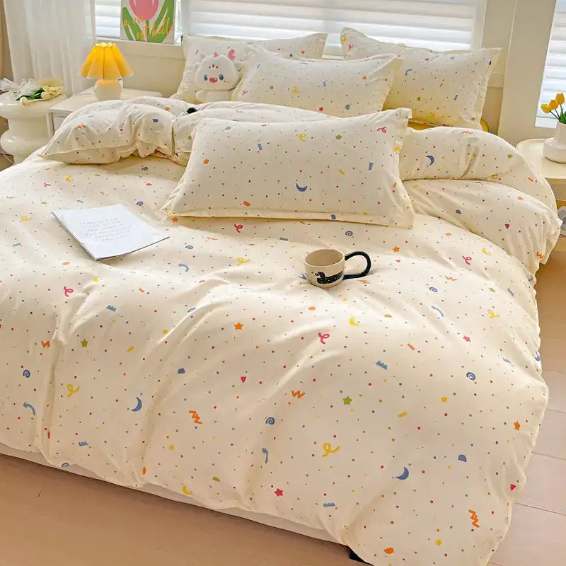 Cream Quilted Bedding Set