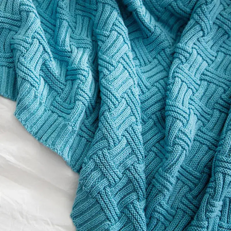 Teal Cable Knit Blanket