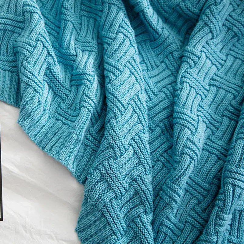 Teal Cable Knit Blanket