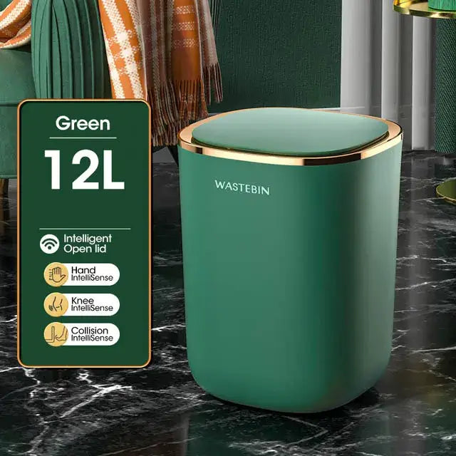 Teal Gold Sensor Trash Can