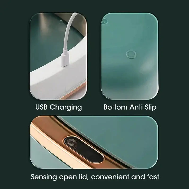 Teal Gold Sensor Trash Can