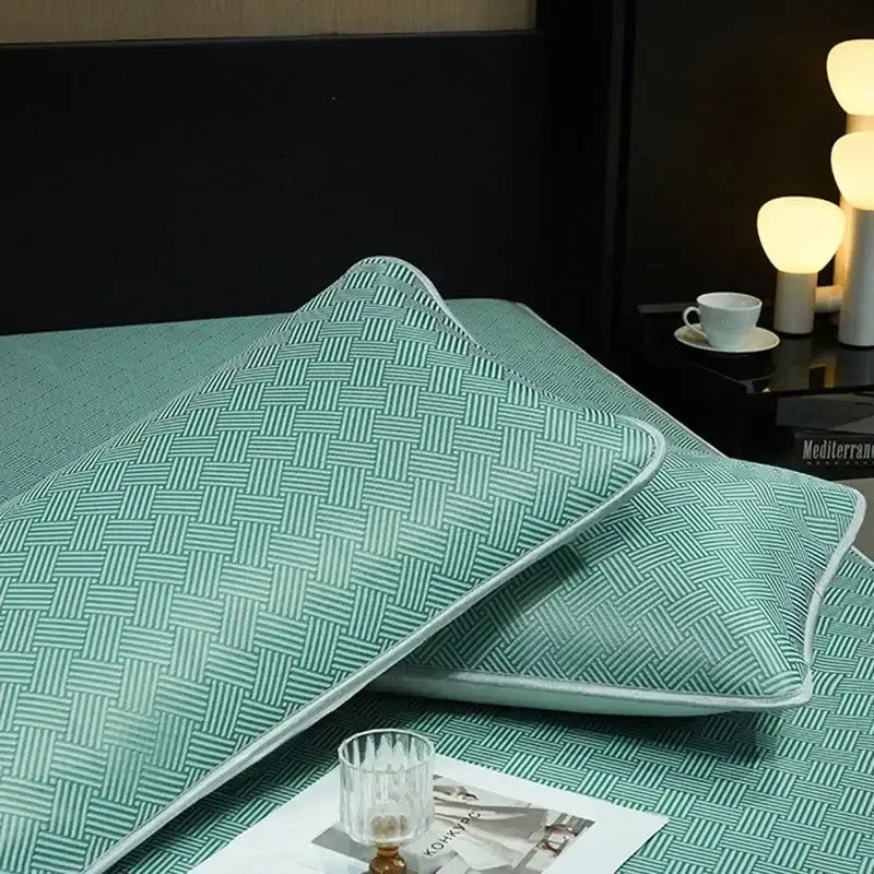 Teal Herringbone Fitted Sheet