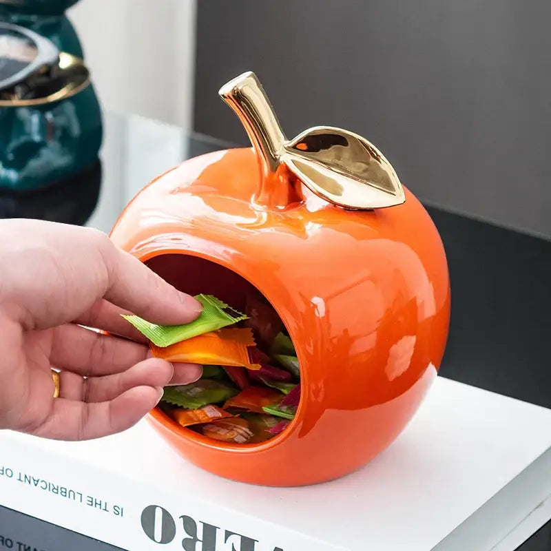 Teal Gold Ceramic Apple Box