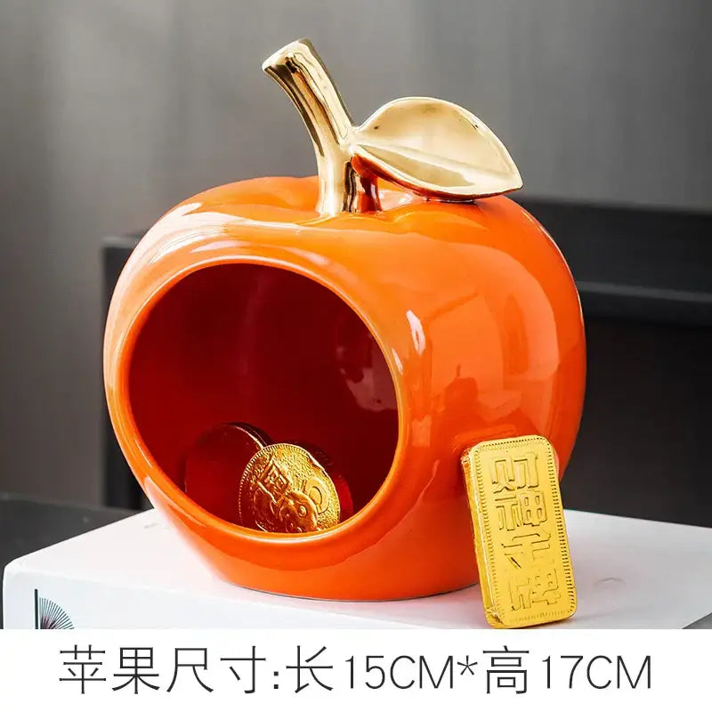 Teal Gold Ceramic Apple Box