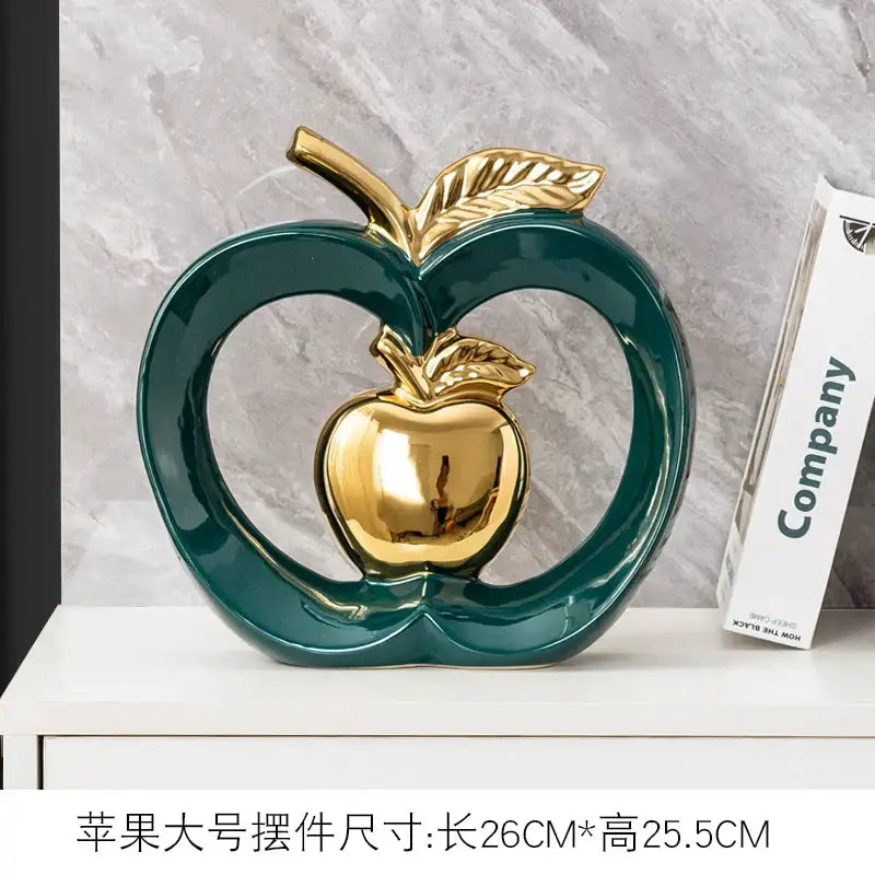 Teal Gold Ceramic Apple Box