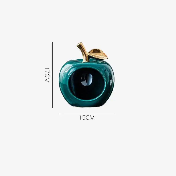 Teal Gold Ceramic Apple Box