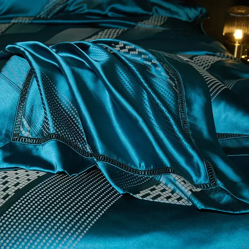 Teal Geometric Cotton Bedding