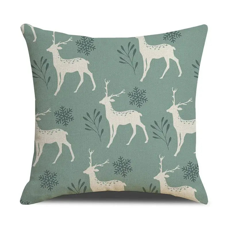 Teal Deer Linen Pillowcase Set