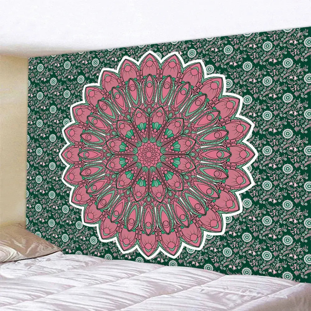 Teal Mandala Wall Tapestry