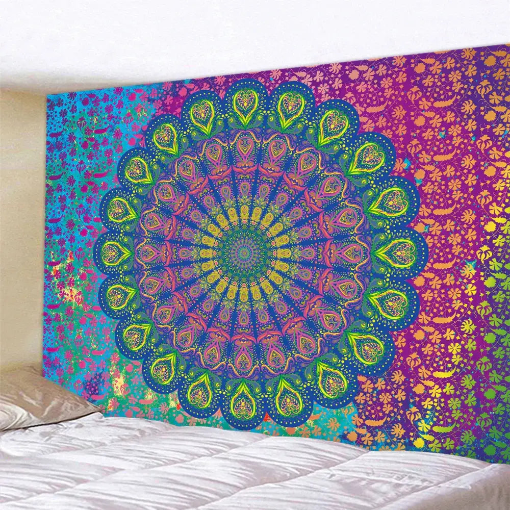 Teal Mandala Wall Tapestry