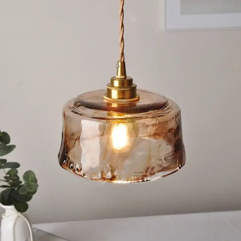 Amber Smoke-Gray Glass Pendant Light