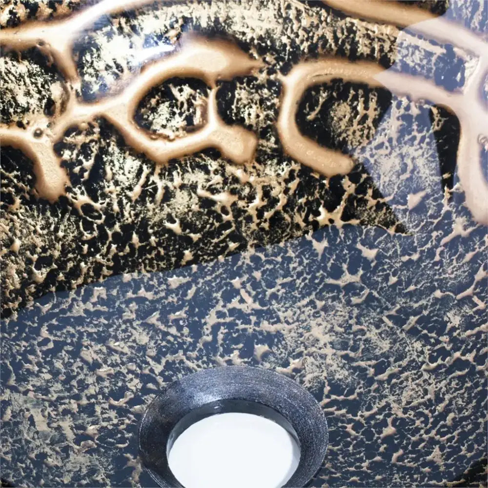 Black Gold Glass Basin Set