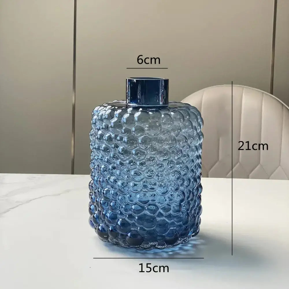 Blue Textured Glass Vase