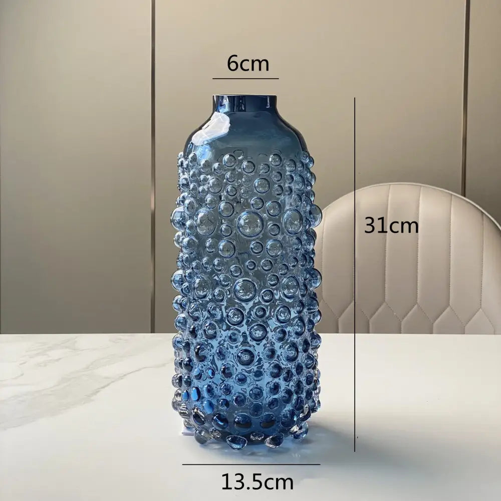 Blue Textured Glass Vase
