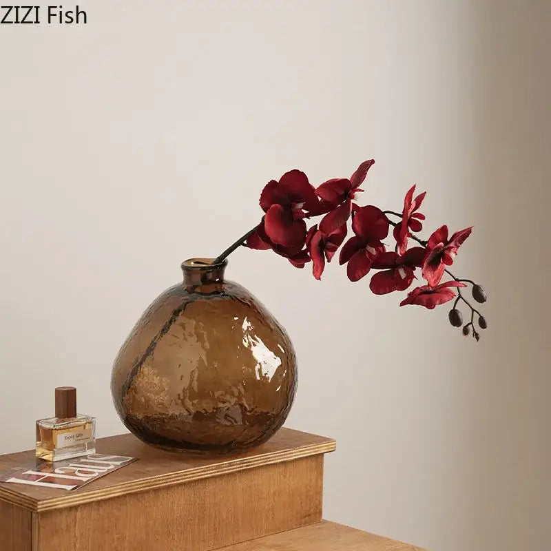 Brown Glass Hydroponic Vase