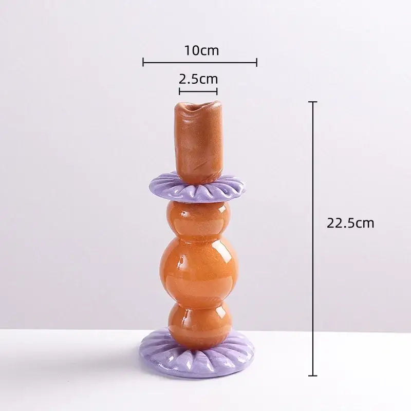 Burgundy Glass Candlestick Holder