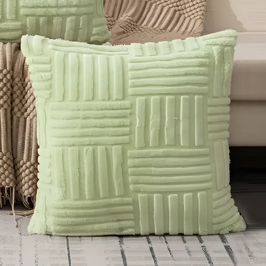 Cream Woven Geometric Cushion